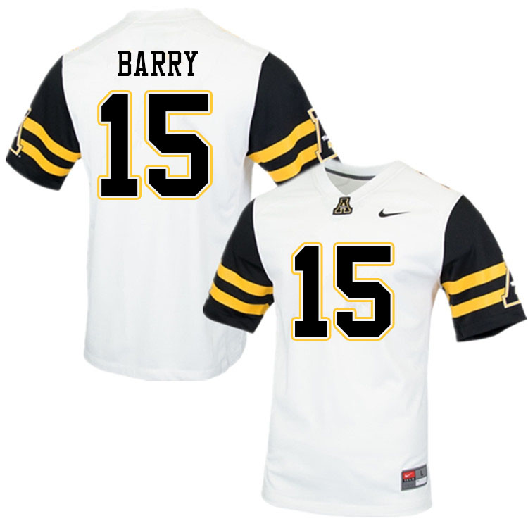Men #15 Connor Barry Appalachian State Mountaineers College Football Jerseys Sale-White